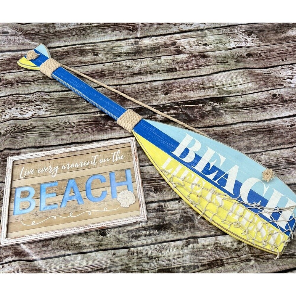 Wooden Paddle & Wall Hanging Sign Beach Decor Summer Themed Tropical